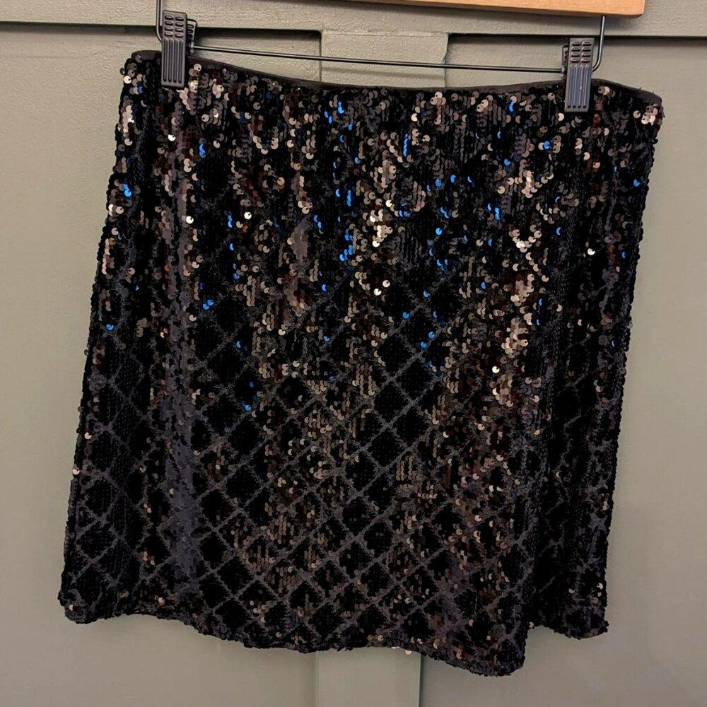 NWOT She + Sky Boutique Black Sequin Skirt, Women's Size Large